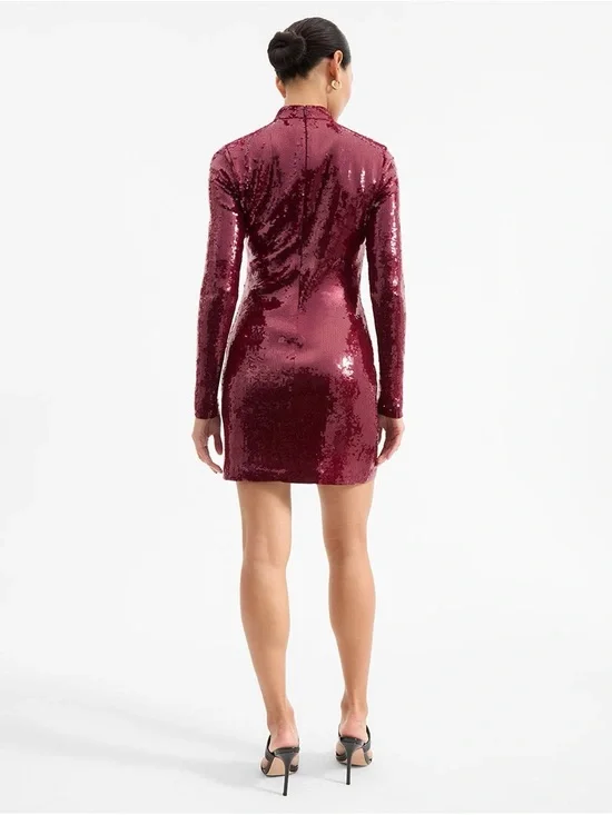 NWT Veronica Beard Sylee Sequin Longsleeve Mock Neck Mini Dress - Picture 4 of 4